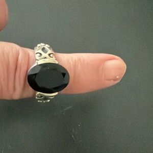 Silpada Sterling Silver Ring with Black Faceted Stone